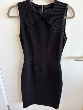 Ted Baker Black Textured Ribbed Sleeveless Mini Dress